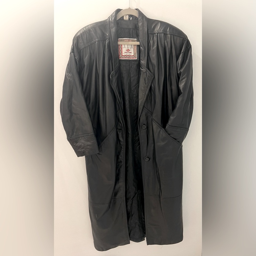 Vintage 80s ADA Long Leather Coat